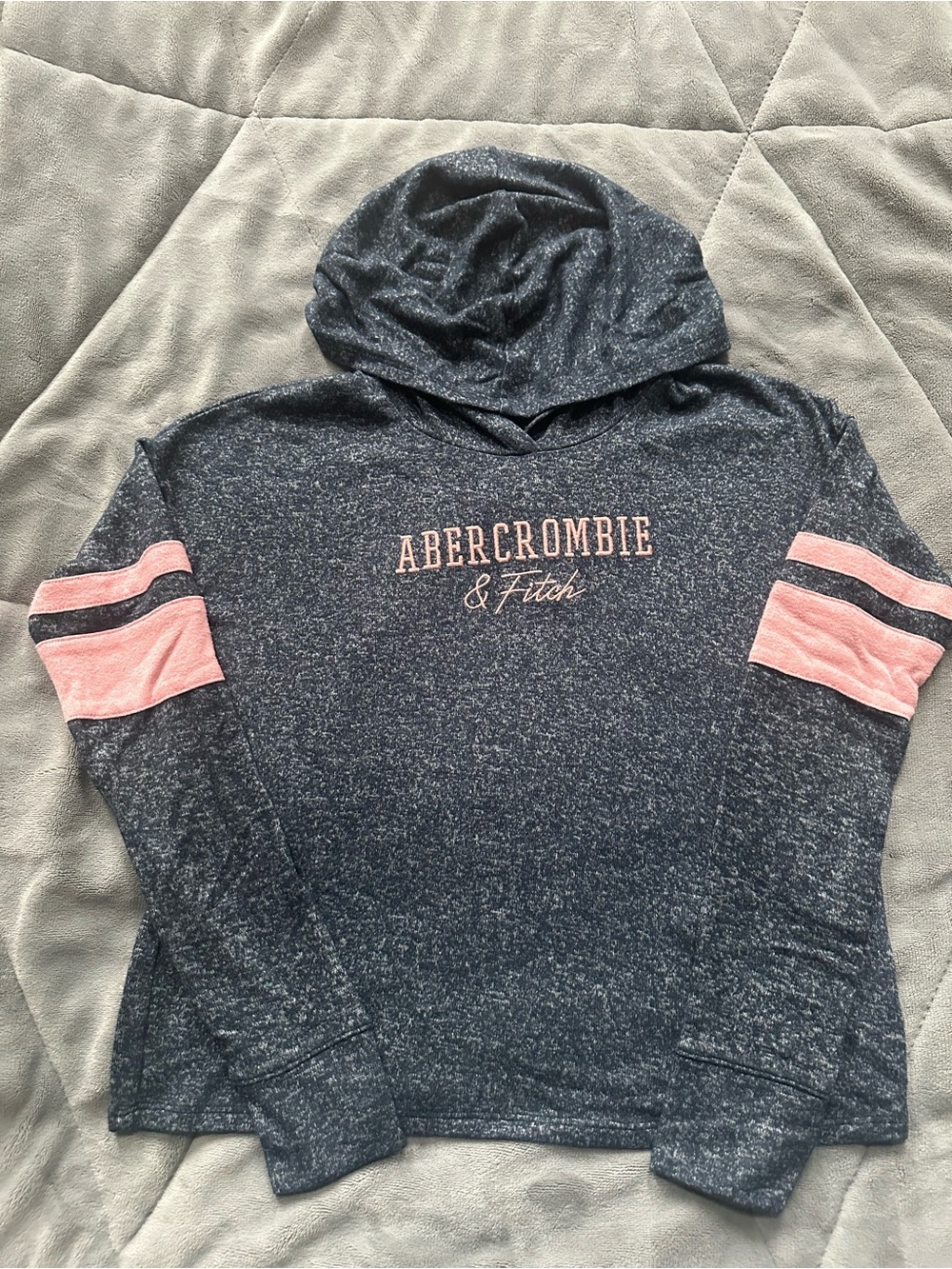 Abercrombie & Fitch Navy Heather Hooded Long sleeve with Pink Accents